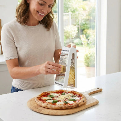 Maman rape fromage sur pizza