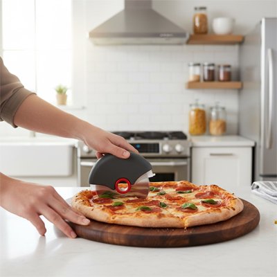 Couteau à pizza lame acier inoxydable et ABS grade alimentaire
