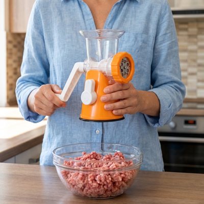 Hachoir a viande manuel  fabriqué en polypropylène de qualité alimentaire et en acier inoxydable