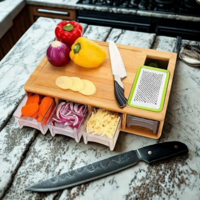 planche à découper pullnserve tablede cuisine blanche
