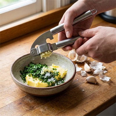 Presse ail est un ajout créatif à toute collection d'outils de cuisine